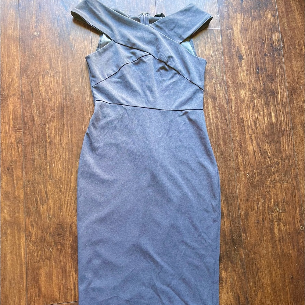 Grey midi dress with cross detail